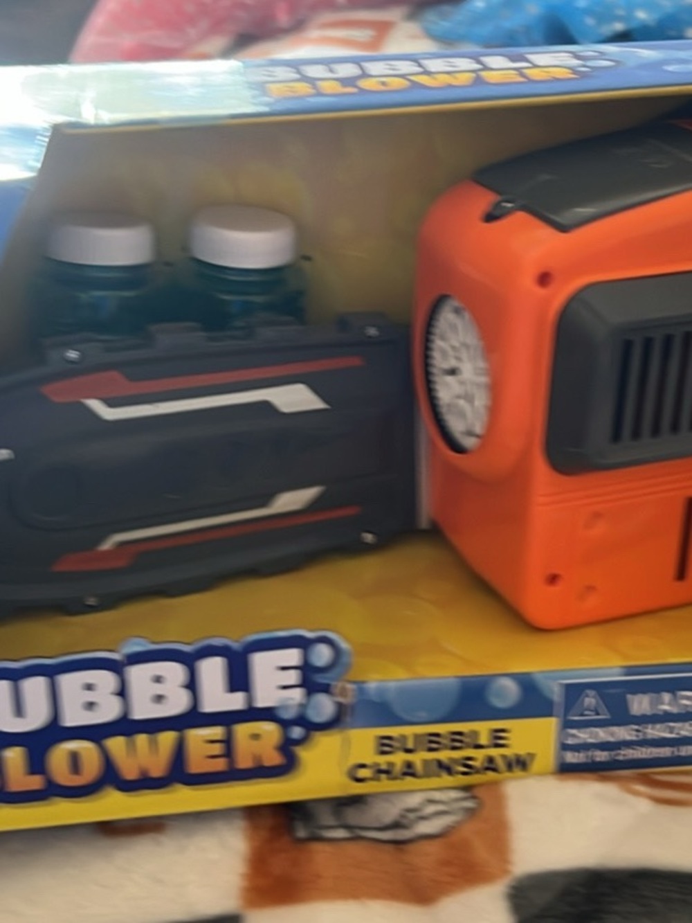 Portable Orange Bubble Blower Chainsaw Toy - Compact Bubble Machine